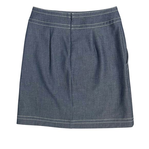 Ann Taylor Petite Heavy Knit Denim Blue Chambray Skirt Straight Stretch Size 2P - Picture 6 of 12